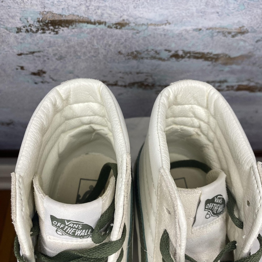 Vans Sk8-Hi Shoes Mens Size 8.5 White Green High Top Skate Sneakers Leather - Picture 9 of 11